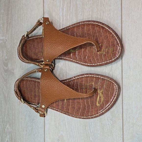 Sam Edelman Womens Greta T strap Leather Sandals Flats shoes sz 8M - Picture 3 of 12